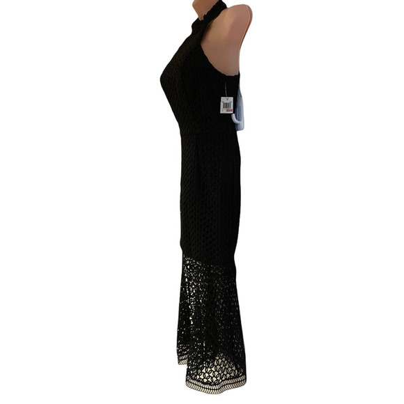 JARLO Crochet Mermaid Halter Sheath Cocktail Club Formal Midi Dress - Picture 7 of 13